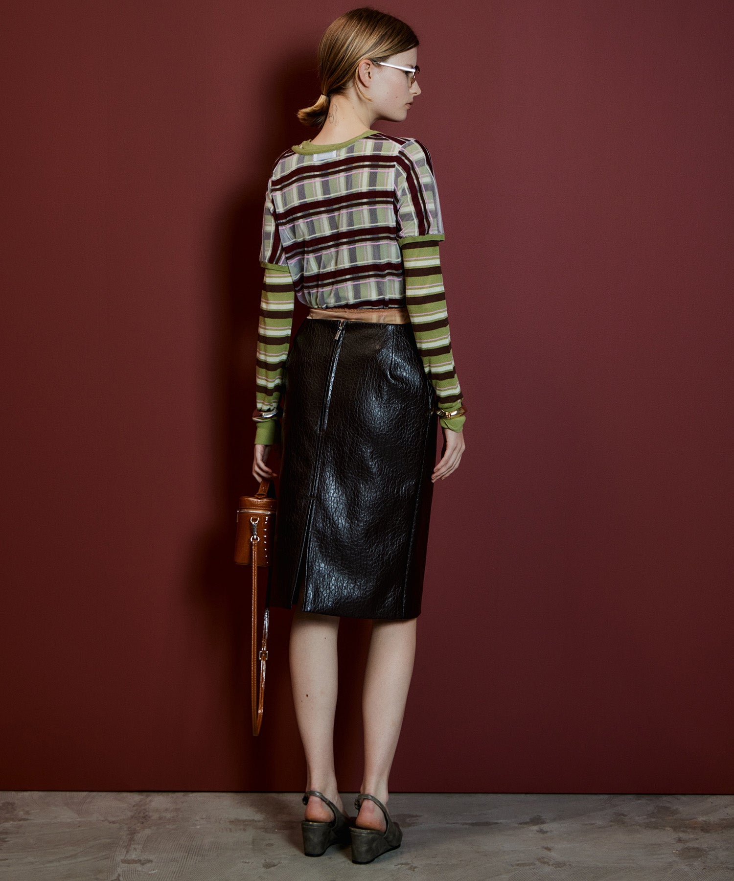 【26AUTUMN PRE-ORDER】Layered Multi-Fabric Midi Skirt