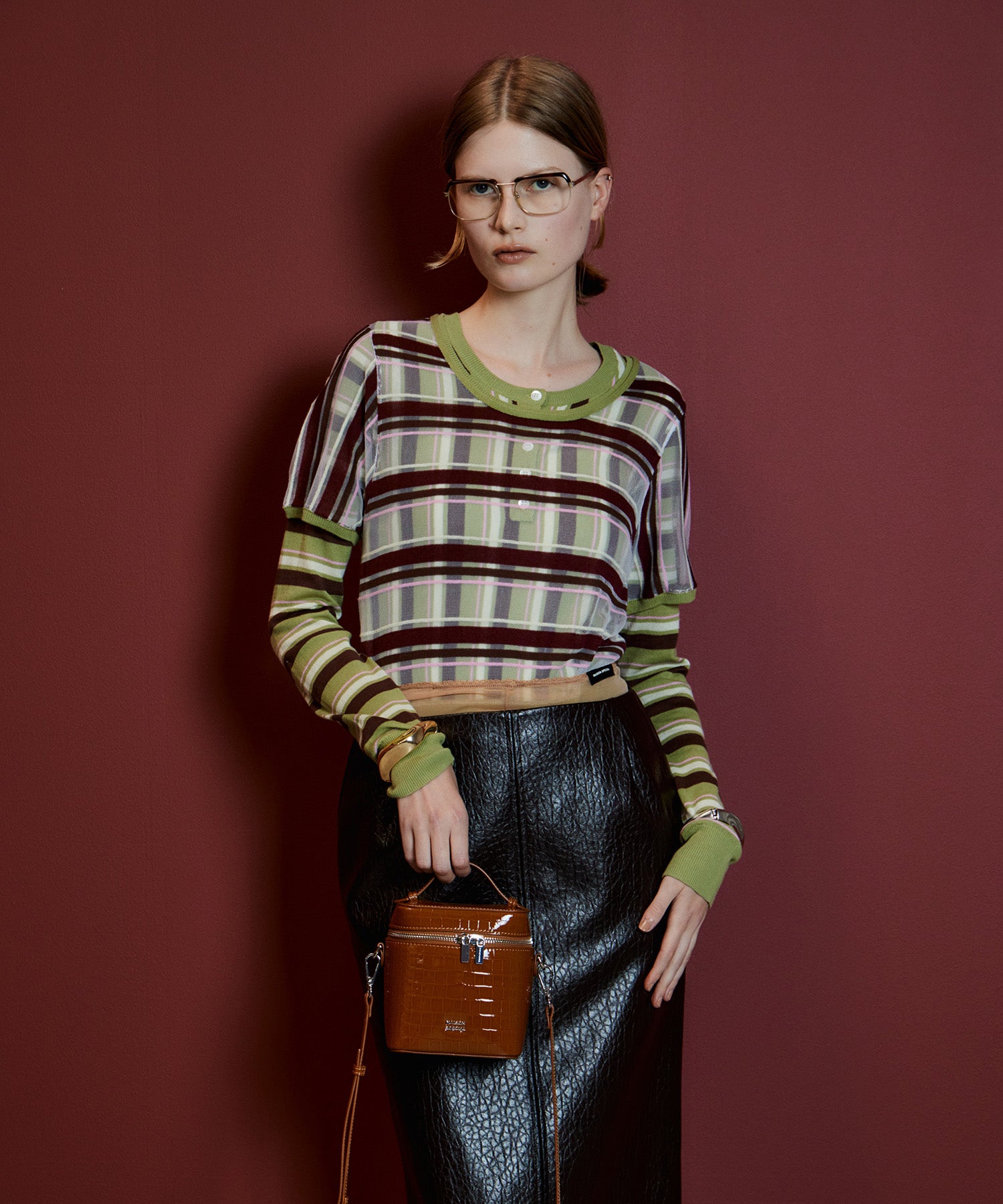 【26AUTUMN PRE-ORDER】Layered Check-Like Knit