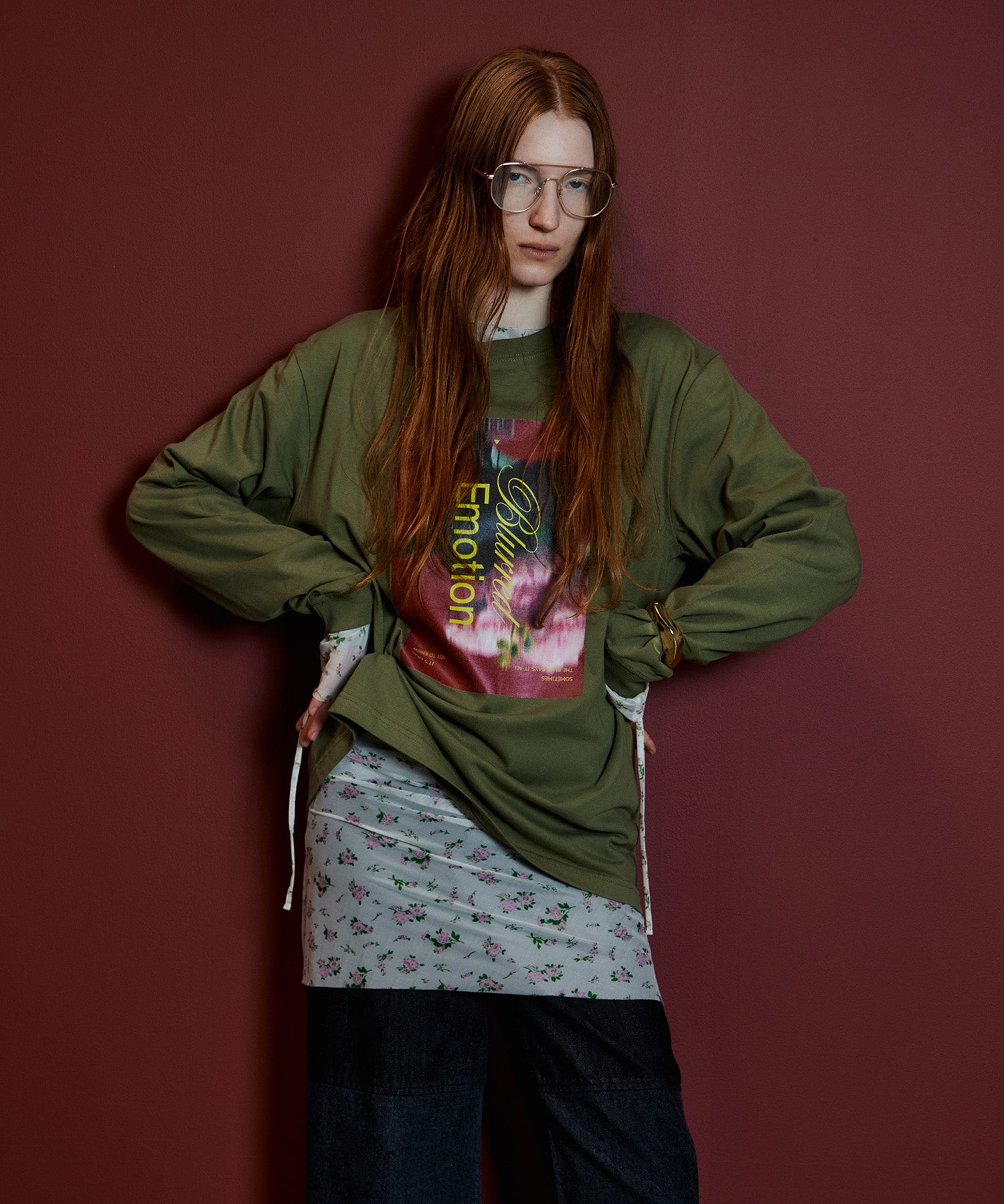 【26AUTUMN PRE-ORDER】Blurred Emotion Logo Print Long Sleeve T-Shirt