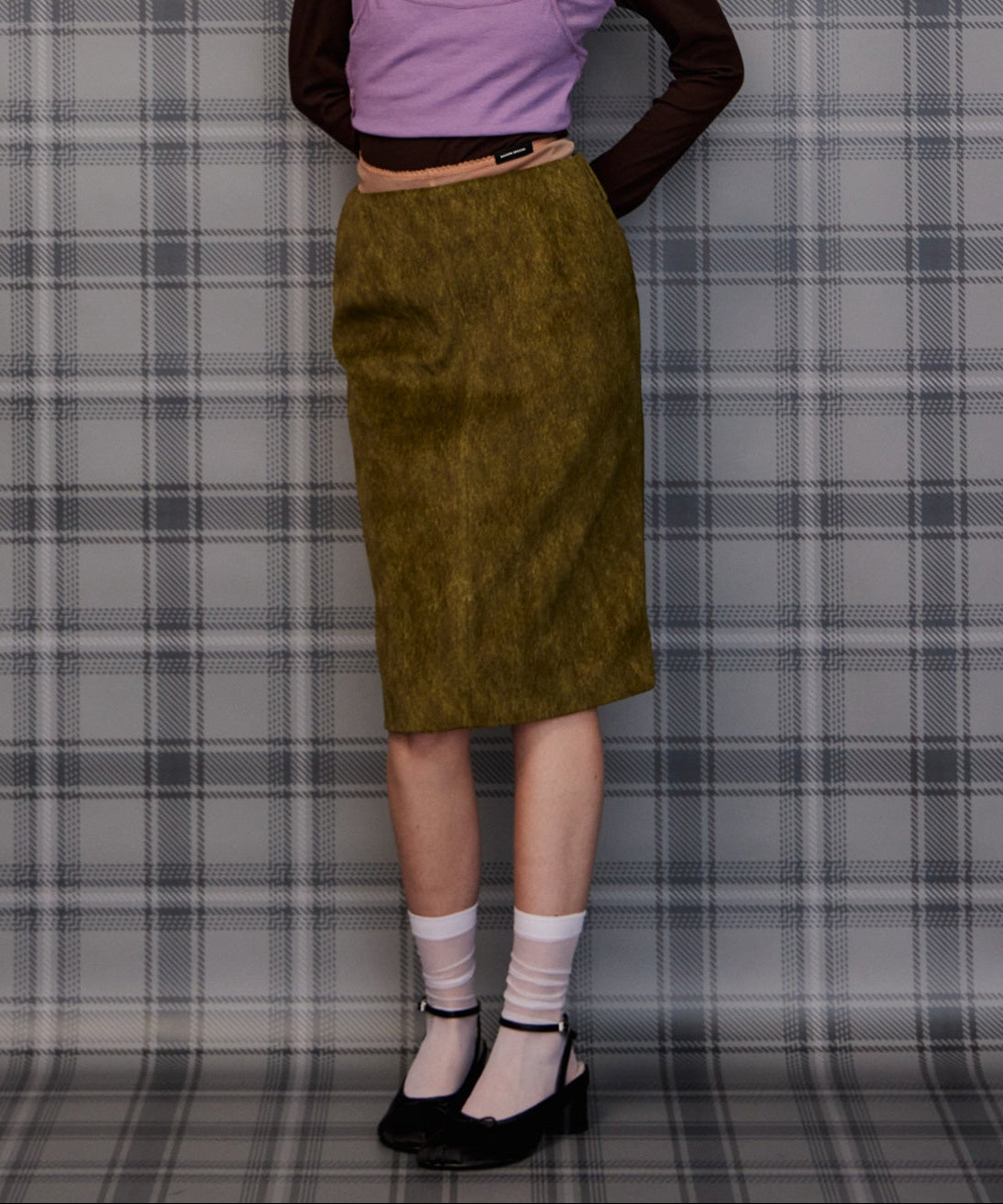 Layered Multi-Fabric Midi Skirt