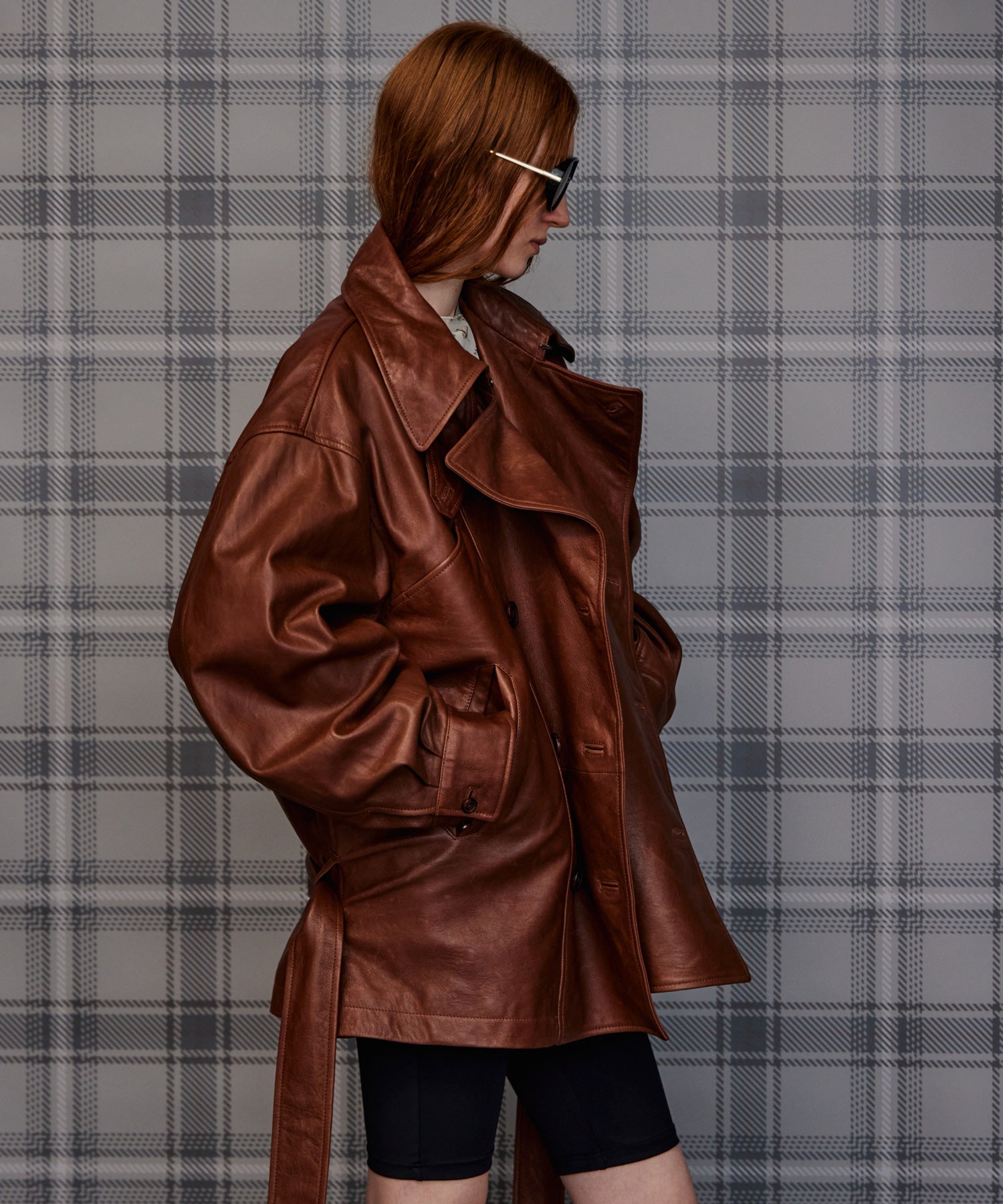 【26AUTUMN PRE-ORDER】Leather Short Trench Coat