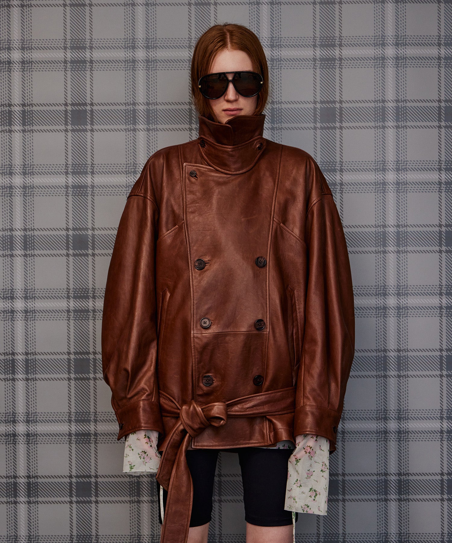 【26AUTUMN PRE-ORDER】Leather Short Trench Coat