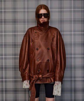 【26AUTUMN PRE-ORDER】Leather Short Trench Coat