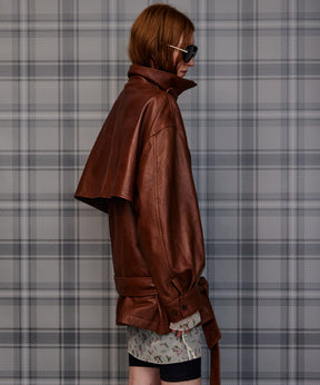 【26AUTUMN PRE-ORDER】Leather Short Trench Coat