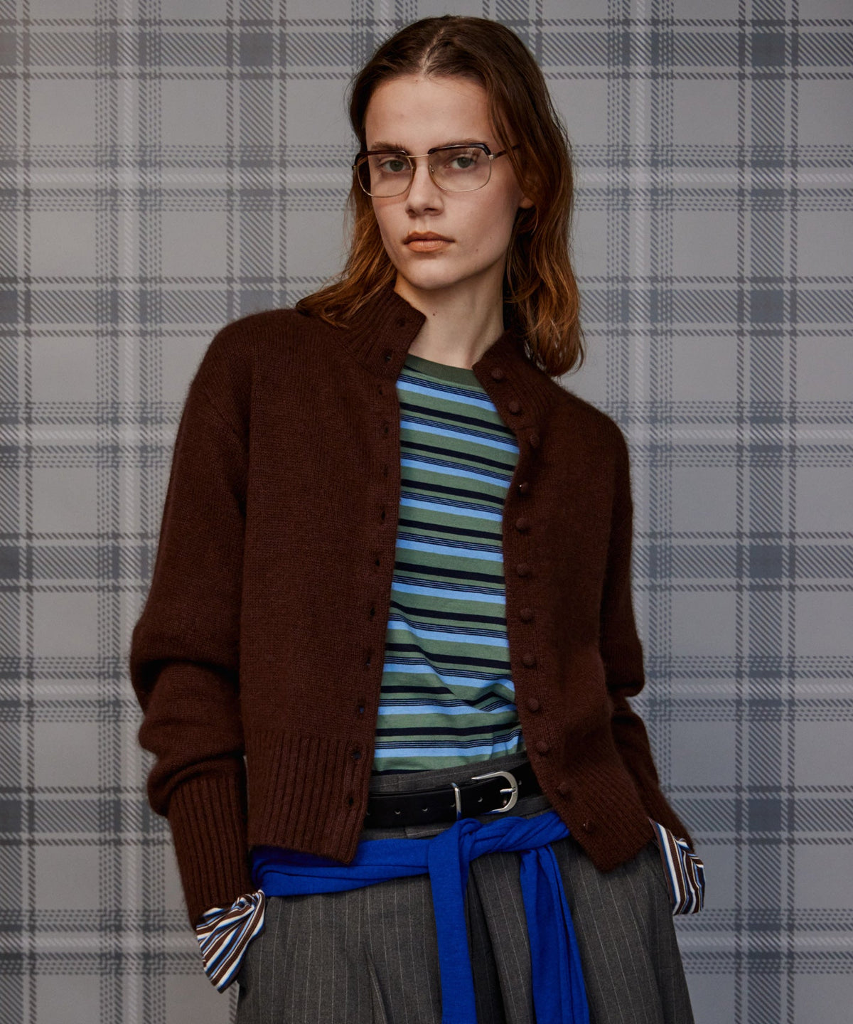 【26AUTUMN PRE-ORDER】Raccoon Blend Stand Collar Cardigan
