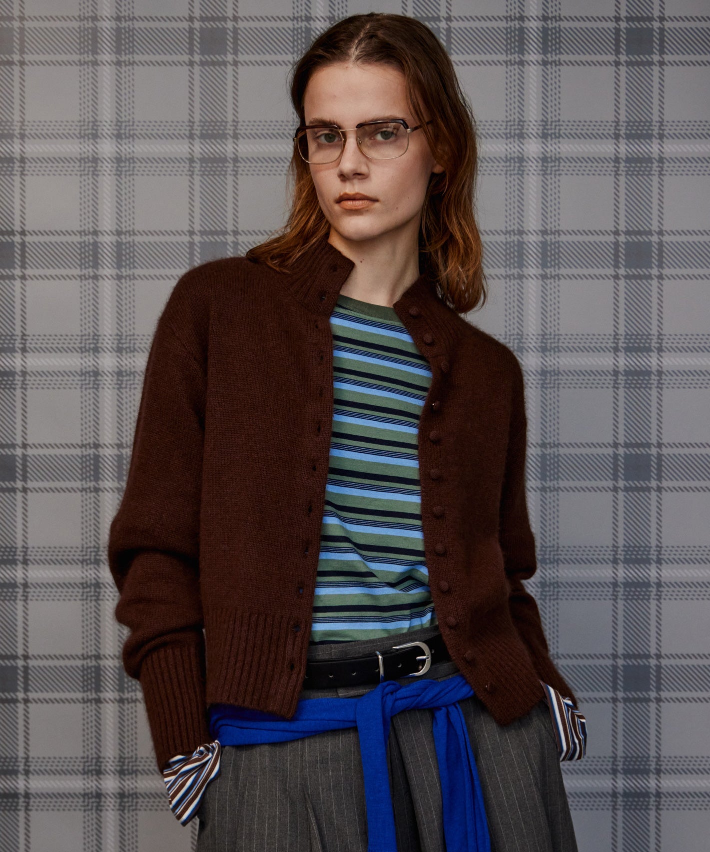 【26AUTUMN PRE-ORDER】Raccoon Blend Stand Collar Cardigan