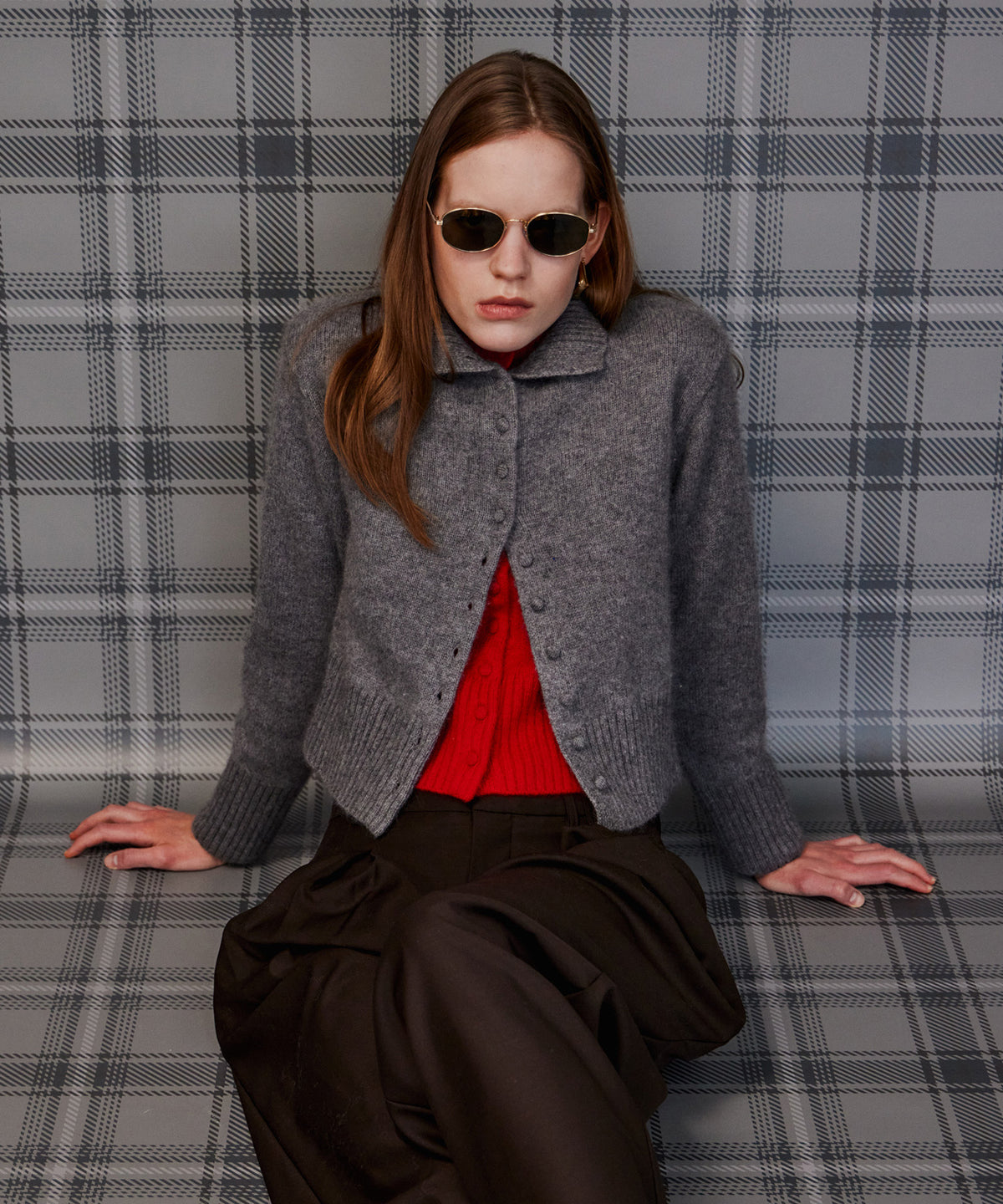 【26AUTUMN PRE-ORDER】Raccoon Blend Stand Collar Cardigan