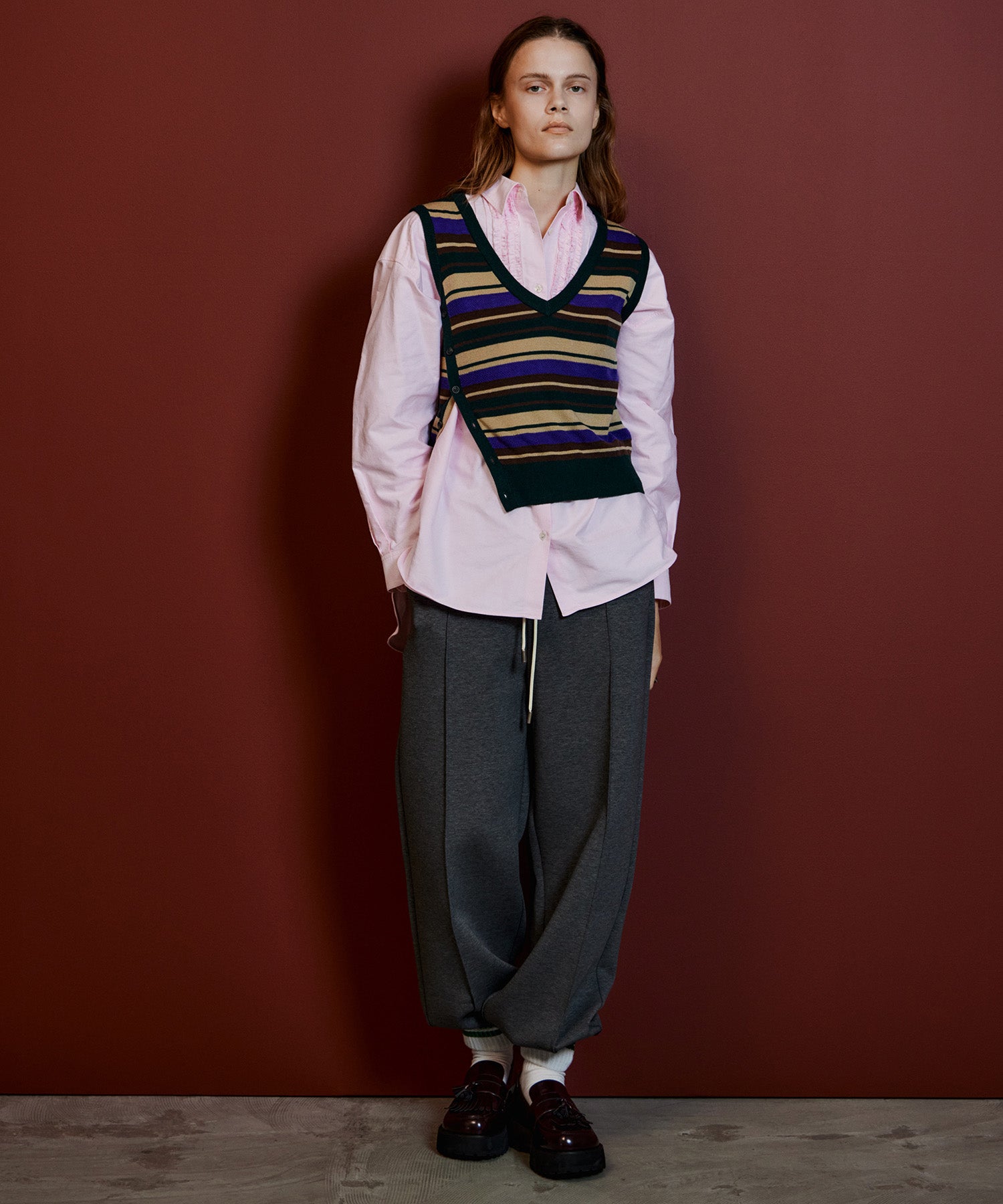 【26AUTUMN PRE-ORDER】Multi-Border Knit Vest