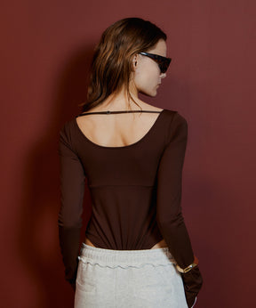 【26AUTUMN PRE-ORDER】Open-Neck Bodysuit