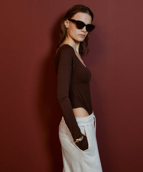 【26AUTUMN PRE-ORDER】Open-Neck Bodysuit