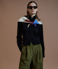 Raccoon Blend Stand Collar Cardigan