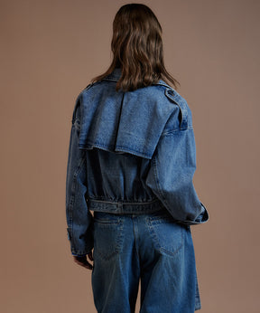 【26AUTUMN PRE-ORDER】Denim Short Trench Coat