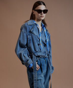 【26AUTUMN PRE-ORDER】Denim Short Trench Coat