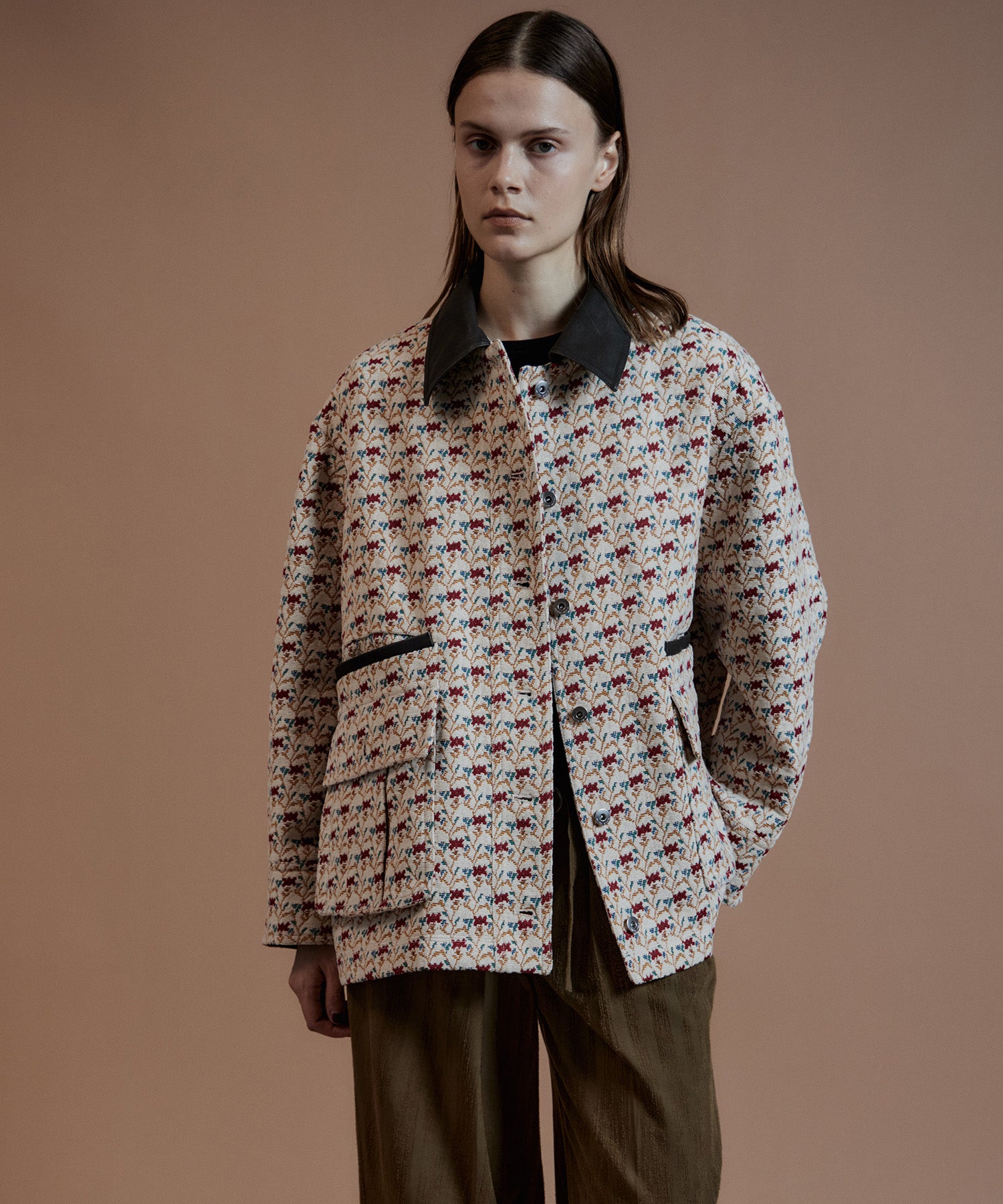 【26AUTUMN PRE-ORDER】Flower Jacquard Utility Jacket
