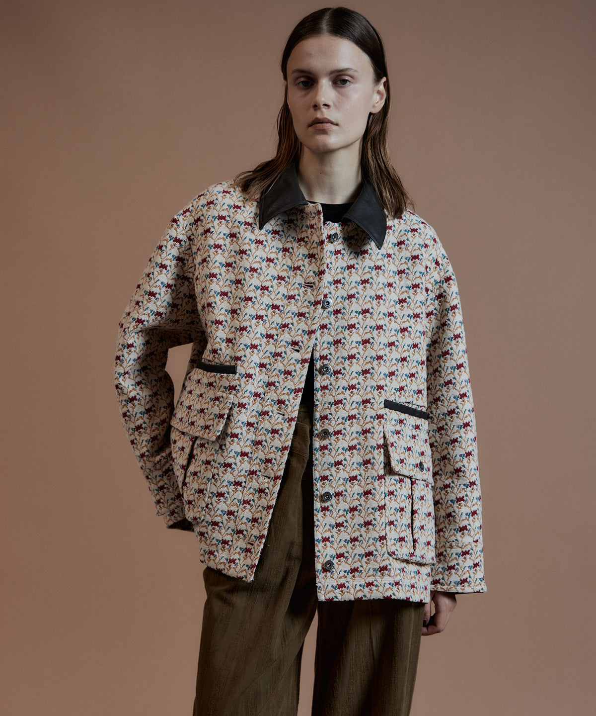 【26AUTUMN PRE-ORDER】Flower Jacquard Utility Jacket