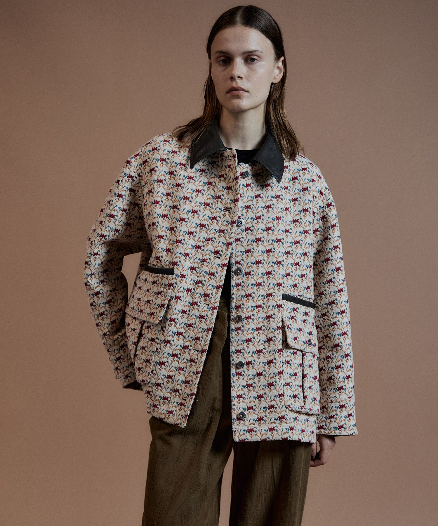 【26AUTUMN PRE-ORDER】Flower Jacquard Utility Jacket