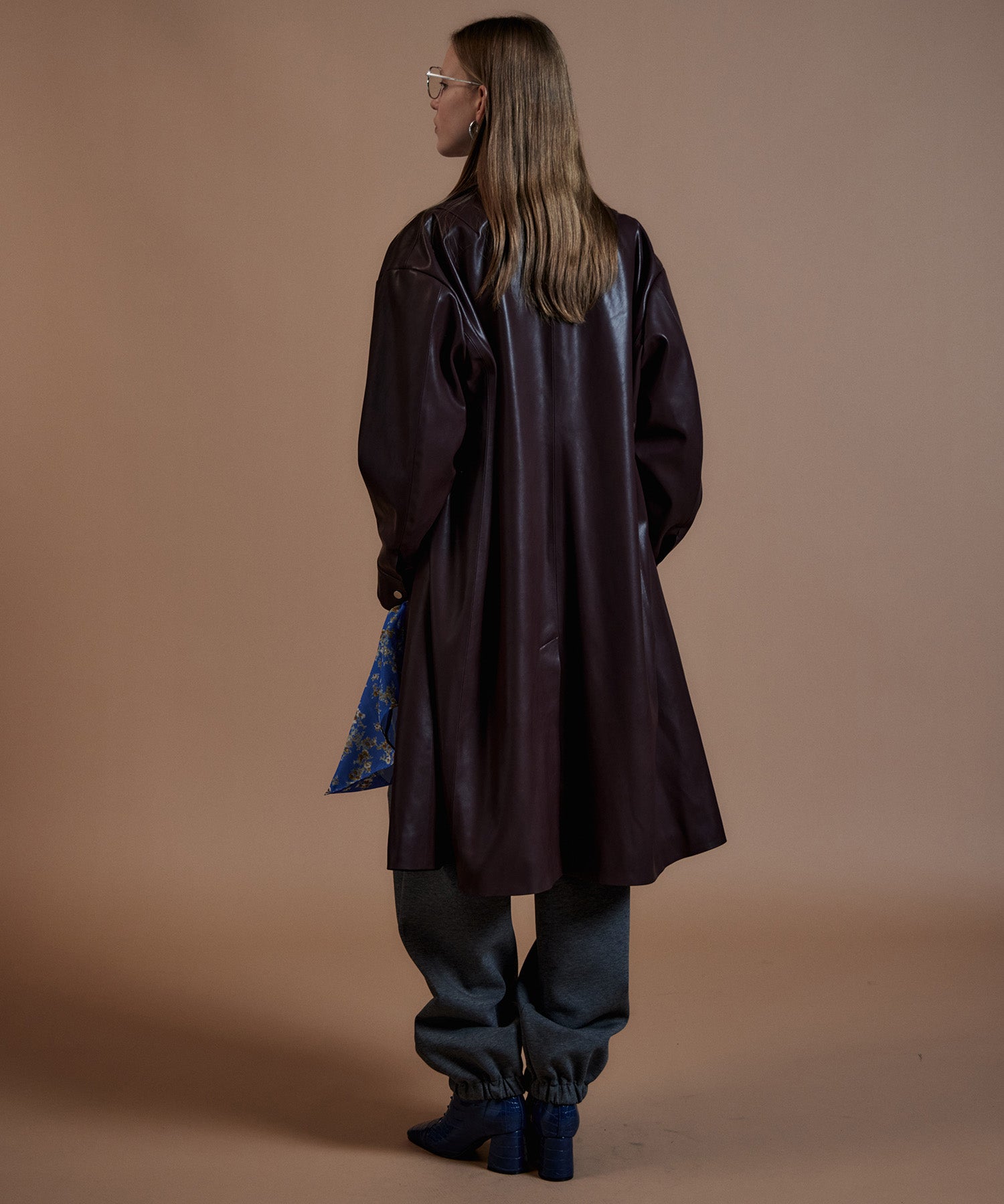 【26AUTUMN PRE-ORDER】Stand Collar Leather Long Coat
