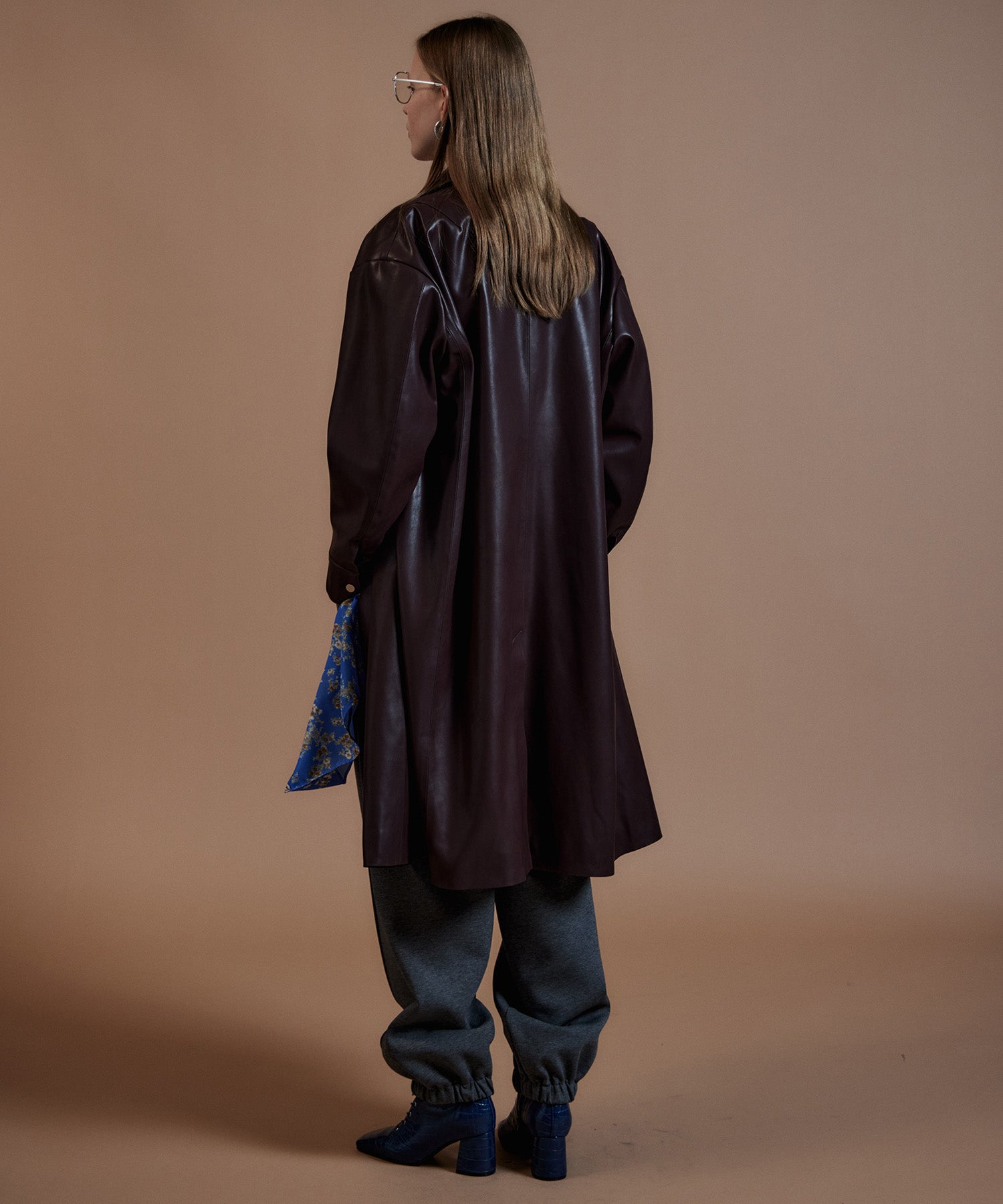 【26AUTUMN PRE-ORDER】Stand Collar Leather Long Coat
