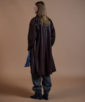 【26AUTUMN PRE-ORDER】Stand Collar Leather Long Coat