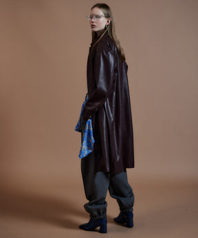 【26AUTUMN PRE-ORDER】Stand Collar Leather Long Coat