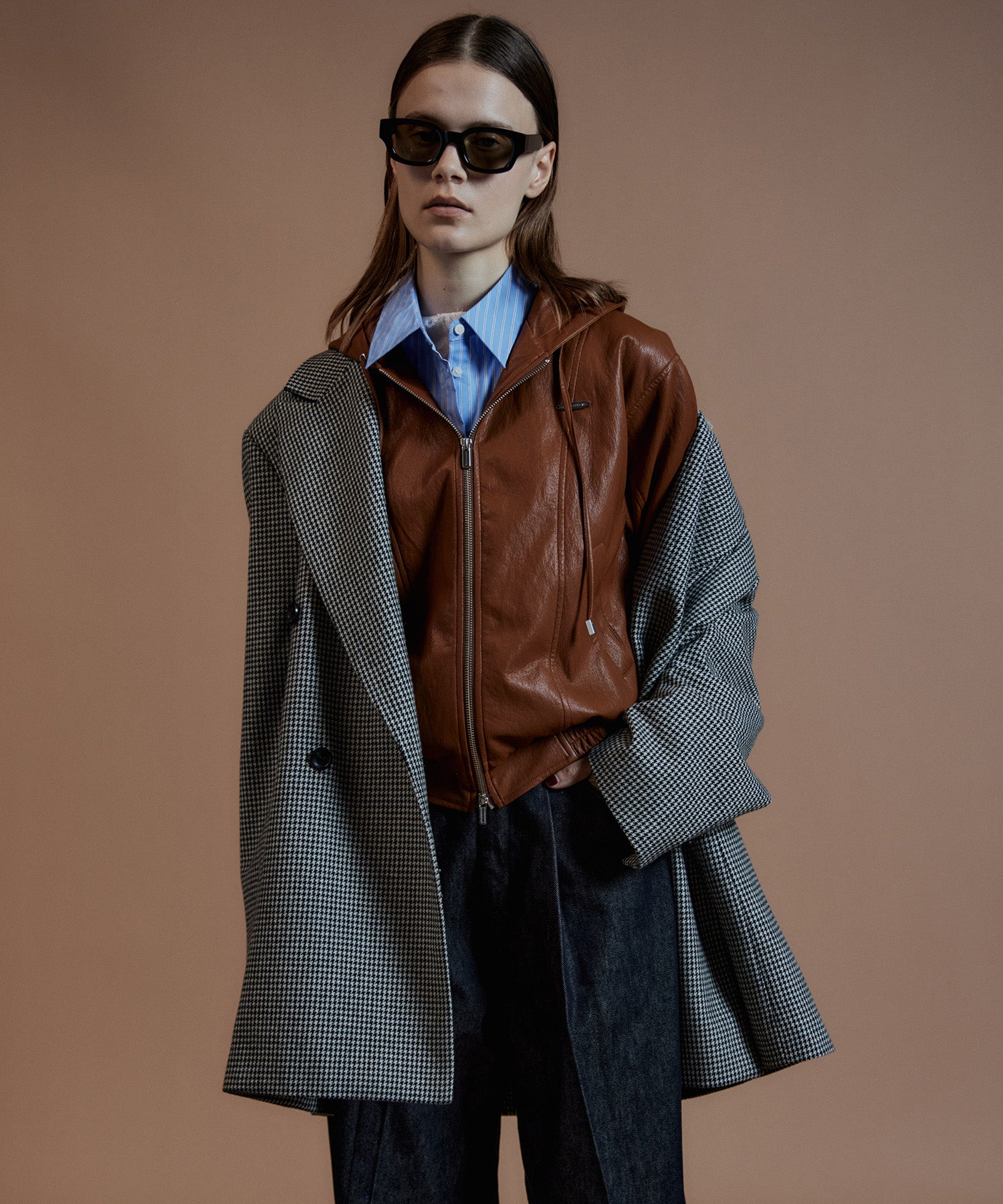 【26AUTUMN PRE-ORDER】Faux Leather Hoodie Parka