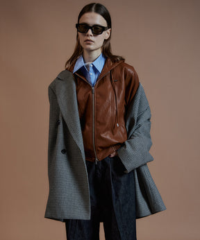 【26AUTUMN PRE-ORDER】Faux Leather Hoodie Parka