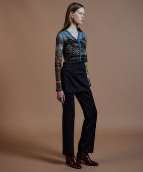 【26AUTUMN PRE-ORDER】City Photo Print Sheer Cardigan