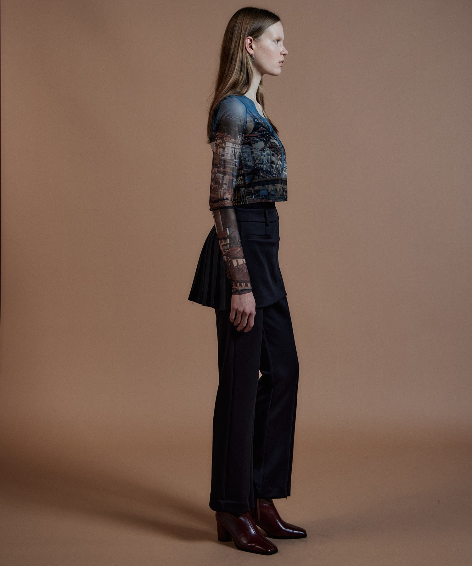 【26AUTUMN PRE-ORDER】City Photo Print Sheer Cardigan