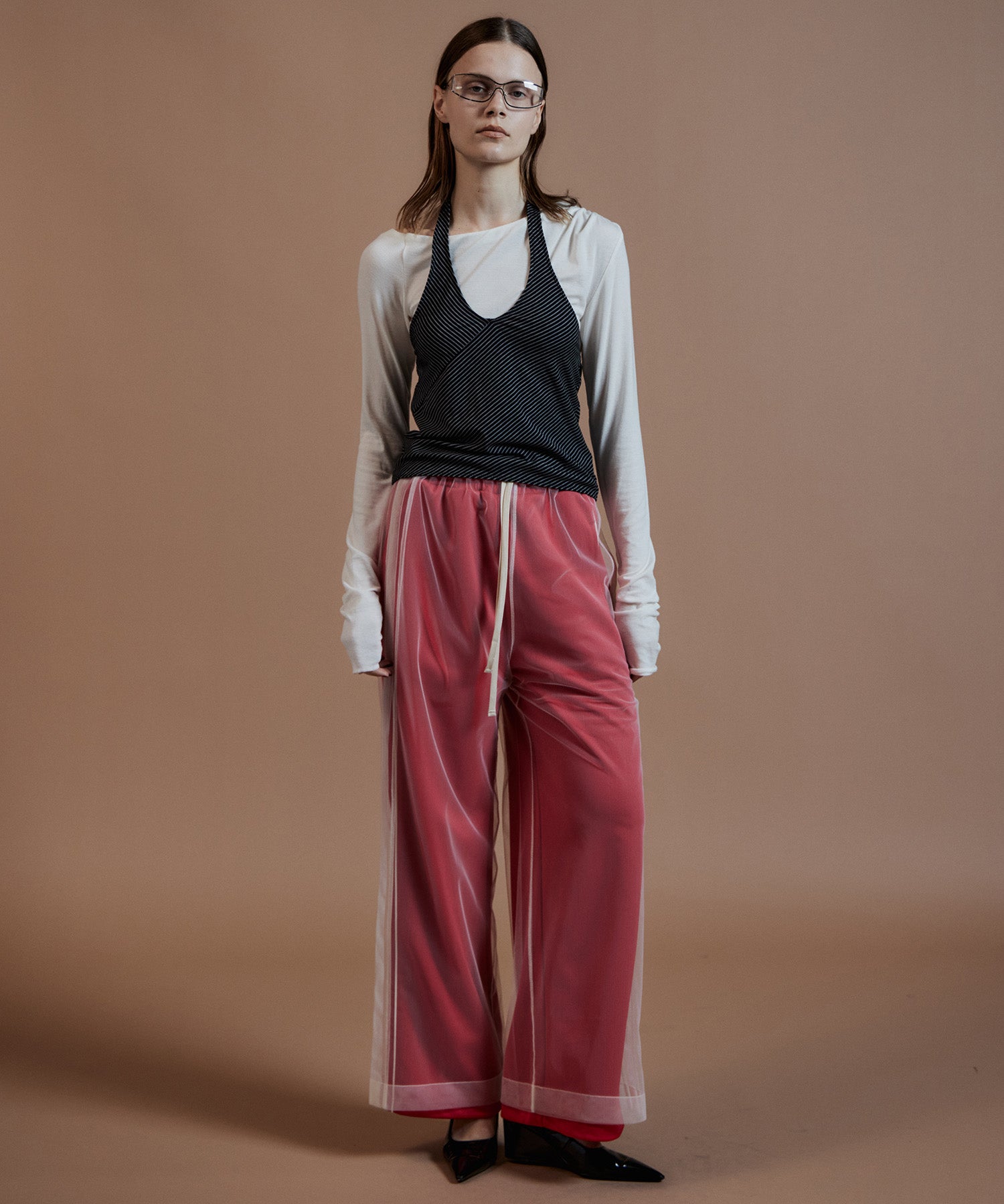 【26AUTUMN PRE-ORDER】Tulle Side Line Jersey Pants