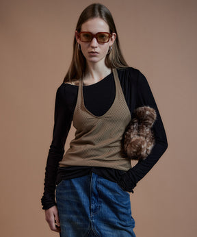 【26AUTUMN PRE-ORDER】Border Halter Layered Off-Shoulder Top