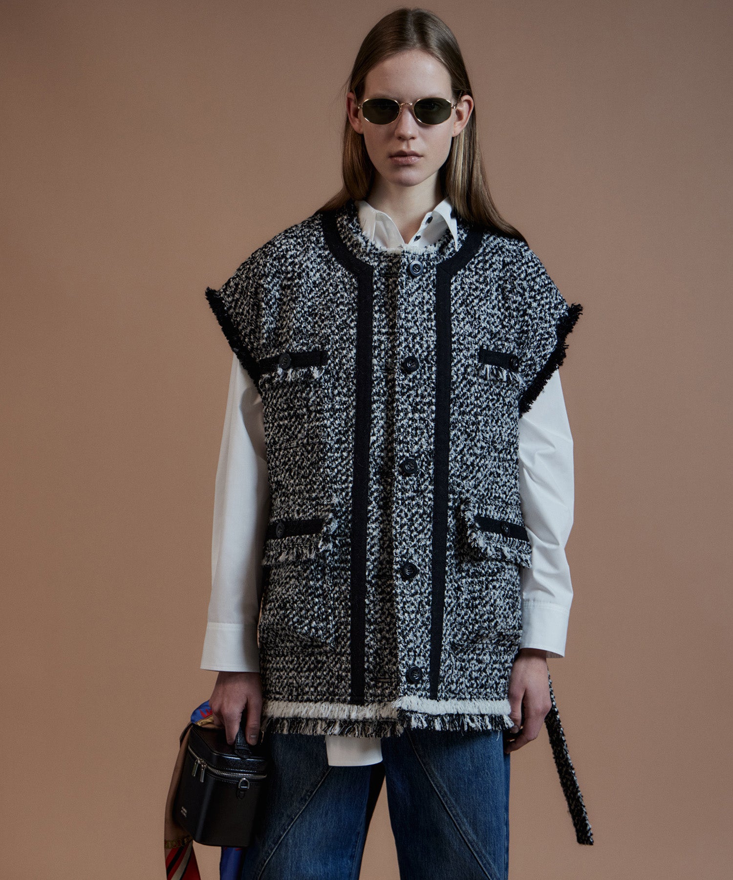 MAISON SPECIALメゾンスペシャル2026ssTweed Vest Belted Tweed Oversized Vest