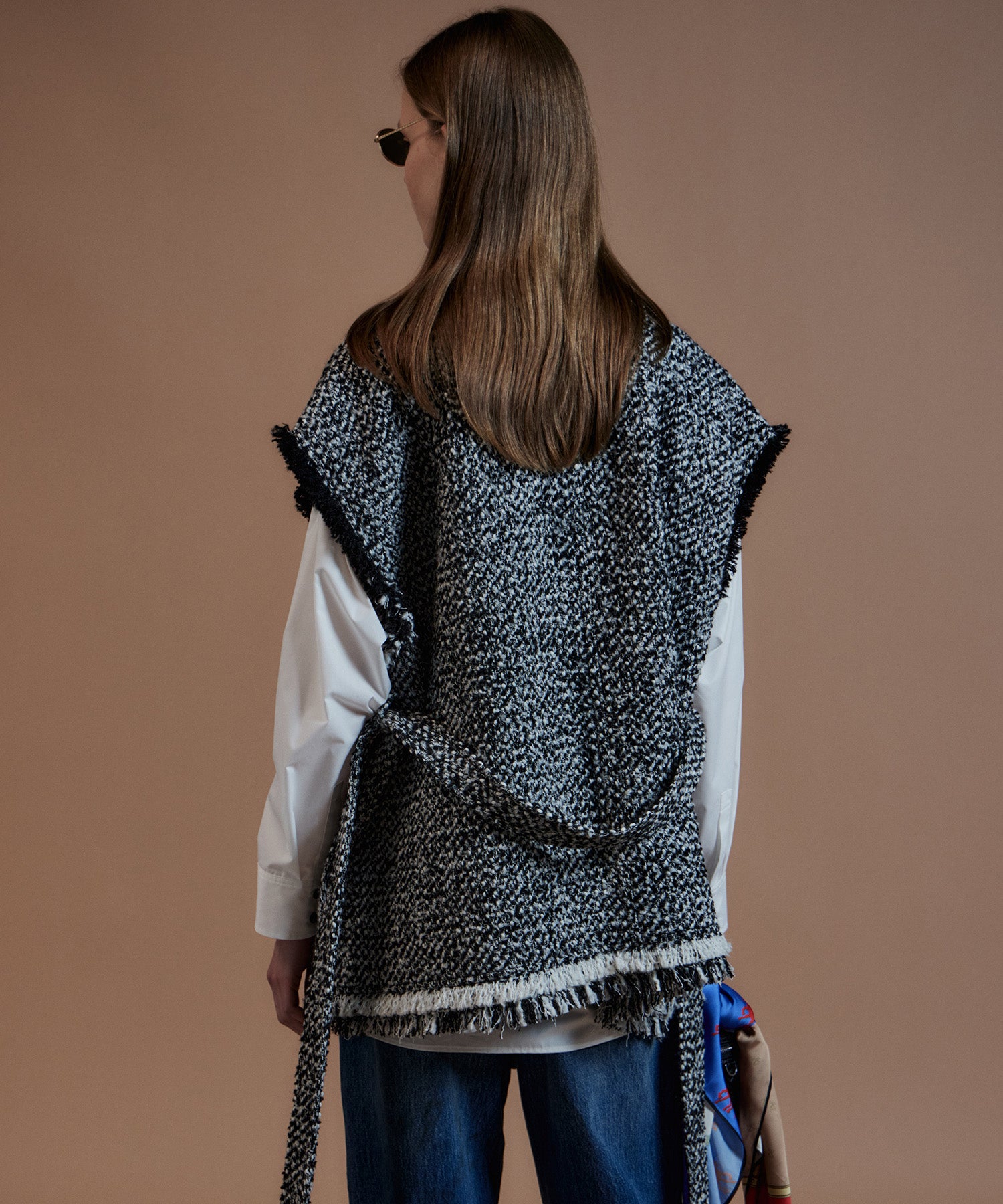 【26AUTUMN PRE-ORDER】Belted Tweed Oversized Vest