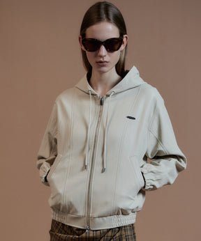 【26AUTUMN PRE-ORDER】Faux Leather Hoodie Parka