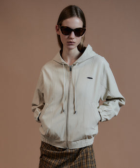 【26AUTUMN PRE-ORDER】Faux Leather Hoodie Parka