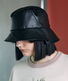 Artificial Leather Side Tack Bucket Hat