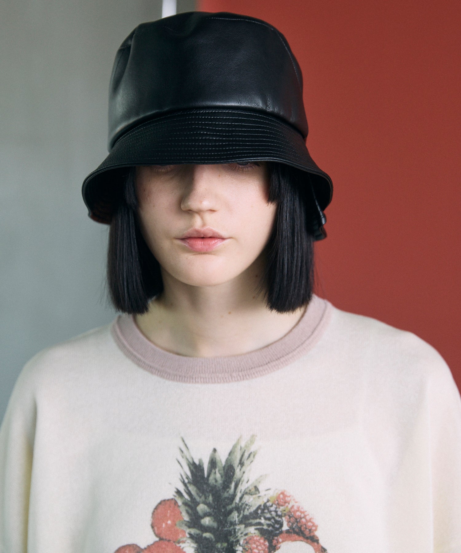 Artificial Leather Side Tack Bucket Hat