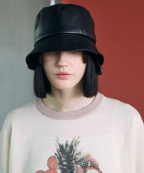 Artificial Leather Side Tack Bucket Hat