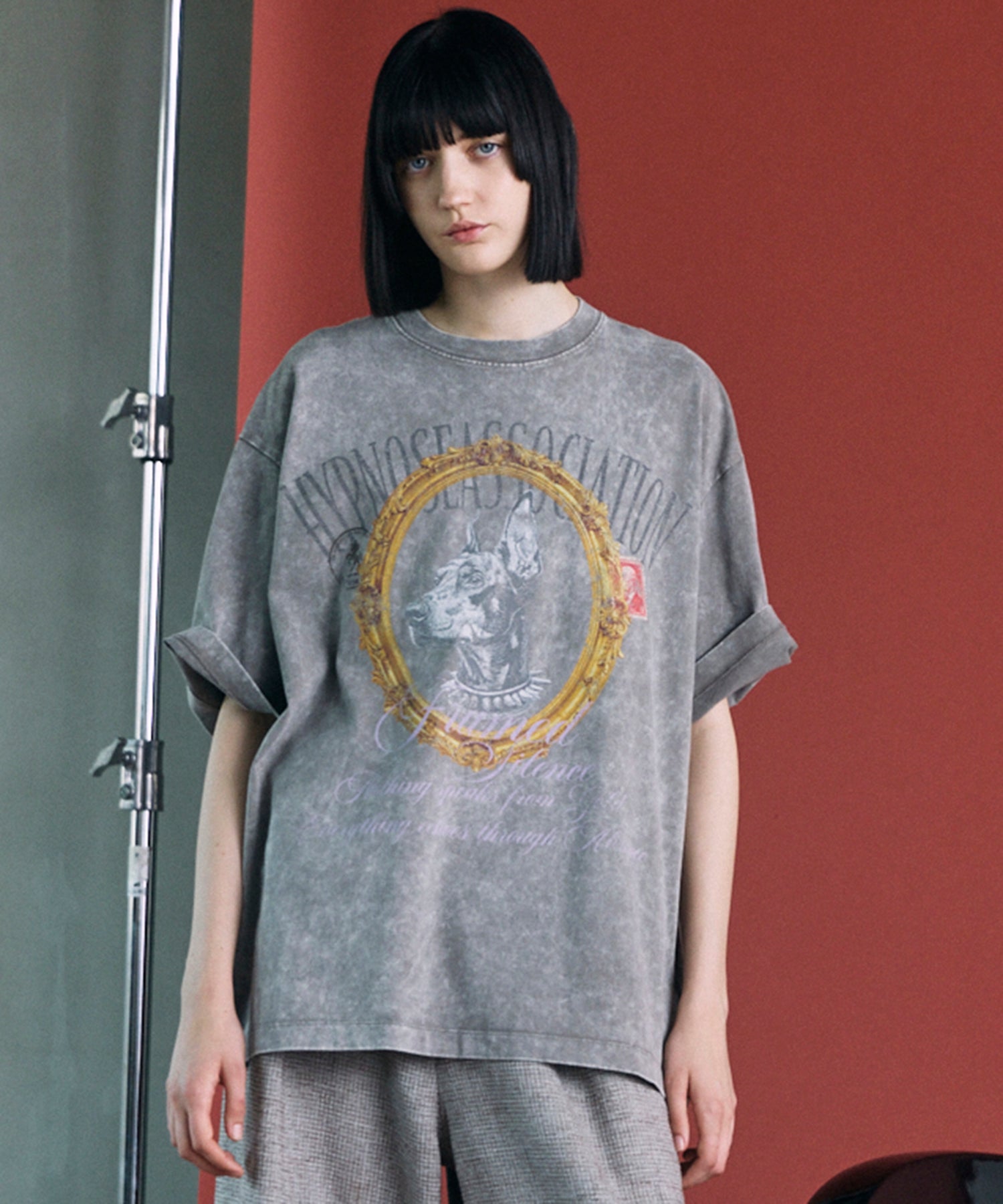 [26SS 预购] [Hypnose Association for MAISON SPECIAL] “DOBERMANN” Prime-Over 褪色圆领图案 T 恤