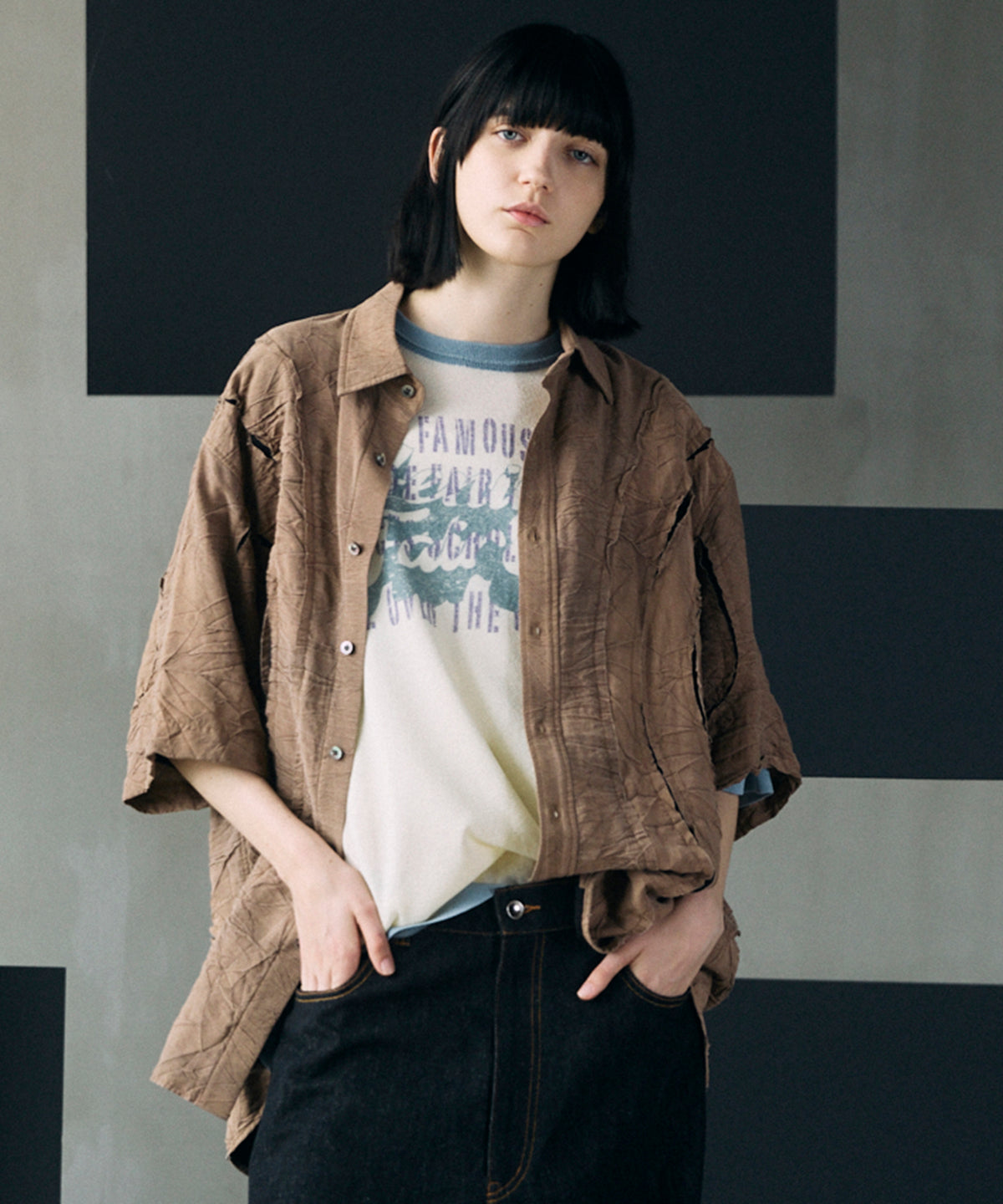 【26SS PRE-ORDER】Tuck Washer Prime-Over TSUGIHAGI Short Sleeve Shirt
