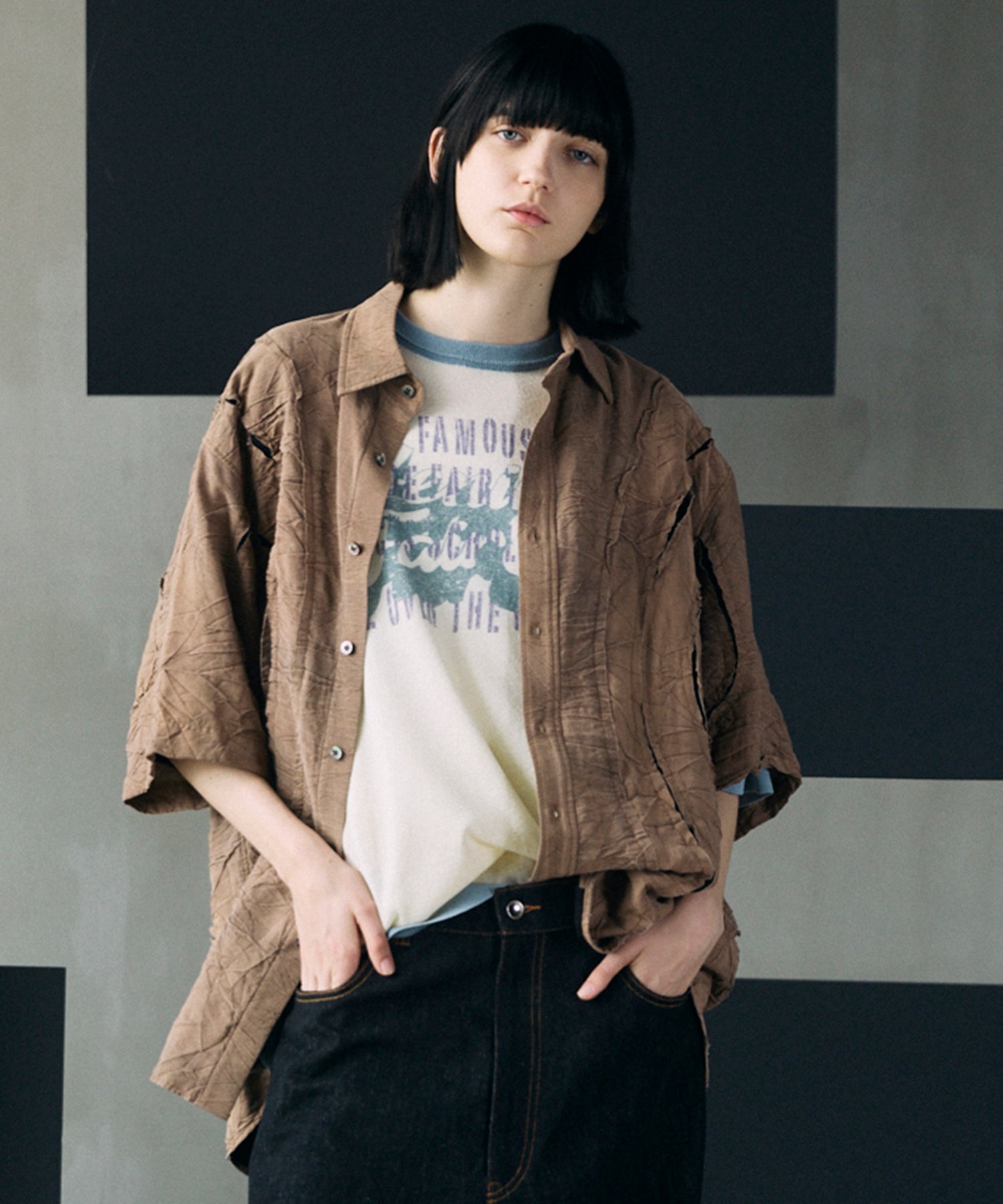 26SS PRE-ORDER】Tuck Washer Prime-Over TSUGIHAGI Short Sleeve Shirt