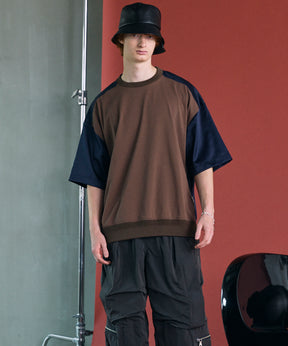 Different Material Docking Prime-Over Side Zip T-Shirt