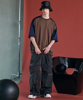 Different Material Docking Prime-Over Side Zip T-Shirt