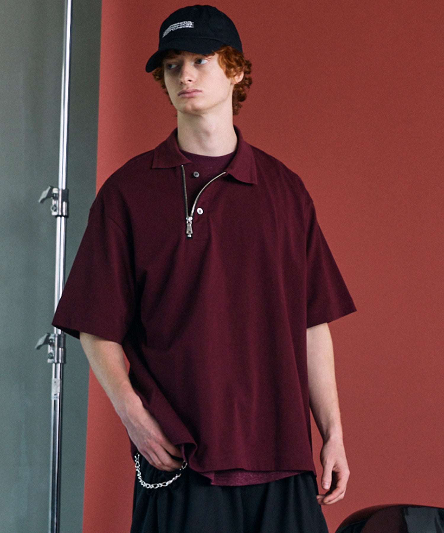 26SS PRE-ORDER】Asymmetrical Front Zip Prime-Over Short Sleeve Polo Sh