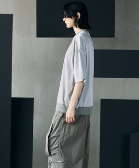 Different Material Docking Prime-Over Side Zip T-Shirt