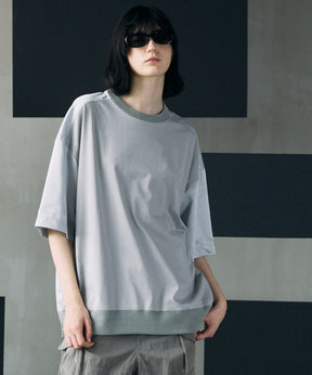 Different Material Docking Prime-Over Side Zip T-Shirt
