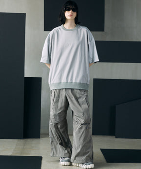 Different Material Docking Prime-Over Side Zip T-Shirt