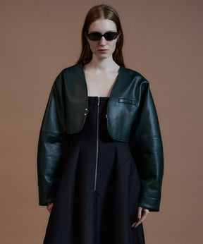 【26AUTUMN PRE-ORDER】Vegan Leather Short Jacket