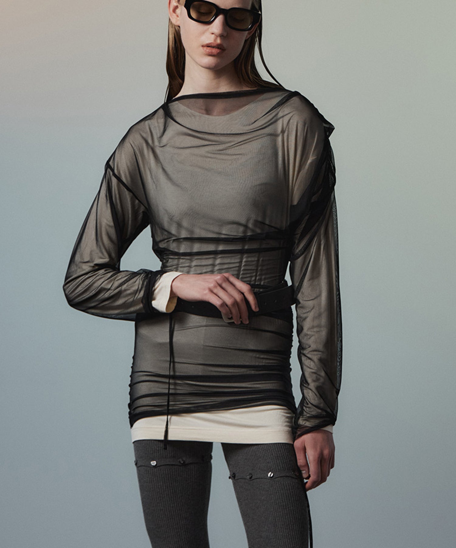 【26AUTUMN PRE-ORDER】Sheer Layered Drape Top