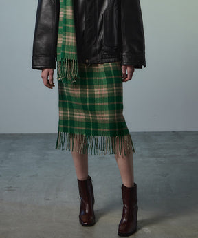 【26AUTUMN PRE-ORDER】Check Fringe Skirt