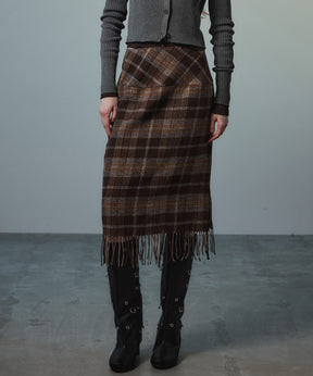 【26AUTUMN PRE-ORDER】Check Fringe Skirt